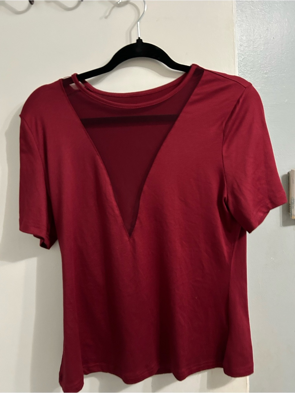 3/20🔥Deep V-Neck Short Sleeve Top - Wine